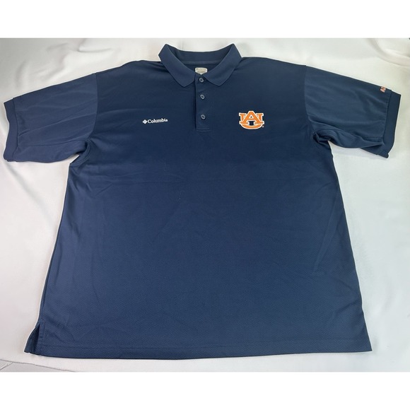 Auburn Tigers Polo Shirt Mens Large Blue Short Sleeve Football Columbia PFG Fish - Picture 1 of 9